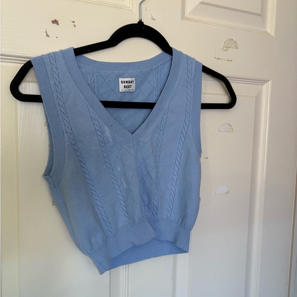 Sunday Best Light Blue Cable Knit Vest